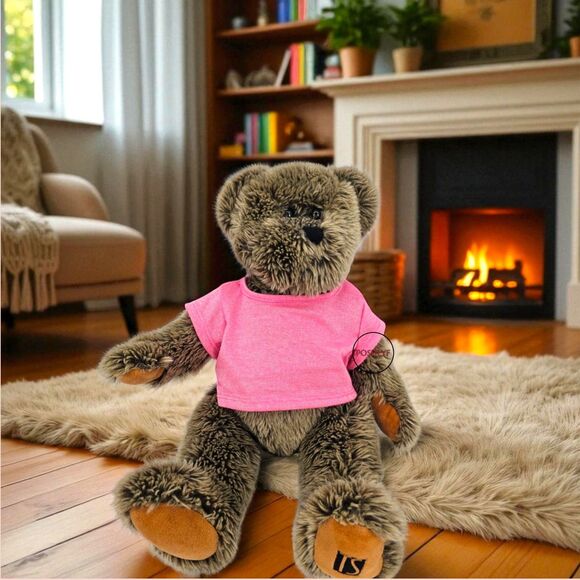 Build A Bear Workshop 1999 Plush Stuffed Teddy Pink Shirt - Picture 1 of 12
